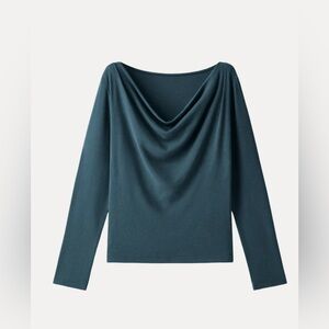 NWT OGL LiteWarm Effortless Cowl Neck Long Sleeve Top - Forest Night Size XL